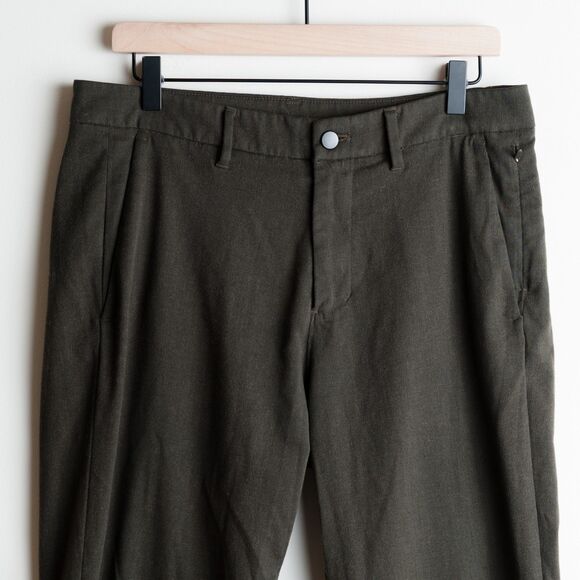 Lululemon Commission Pants Mens 32 Heathered Dark Olive Slim Wool Chino M5561S - Picture 5 of 14